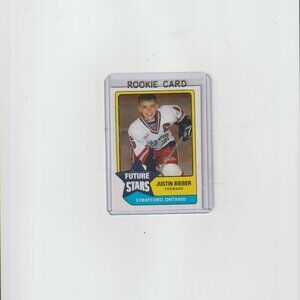 JUSTIN BIEBER SCARES HOCKEY ROOKIE CARD NEW.FREE SHIPPING